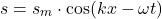 \[s = s_m \cdot \cos(kx - \omega t)\]