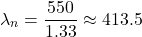 \[\lambda_n = \frac{550}{1.33} \approx 413.5 \text{ نانومتر}\]