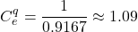 \[C_e^q = \frac{1}{0.9167} \approx 1.09 \text{ فاراد}\]
